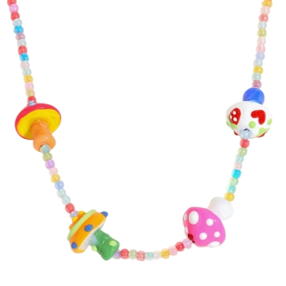 New! Magic Mushroom Necklace Artisian Candy Colored | NWOT